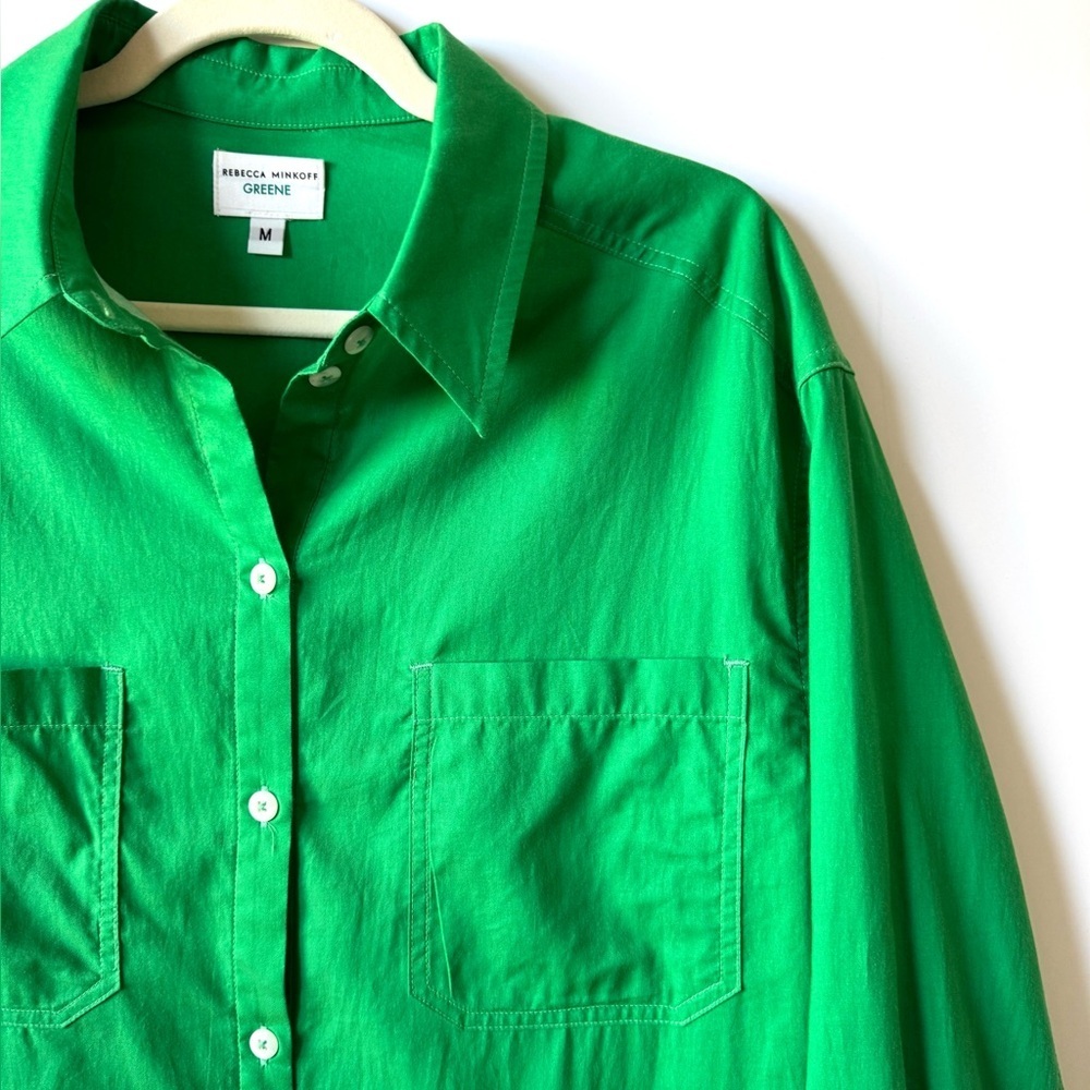 Rebecca Minkoff Green Cotton Shirt Dress - Picture 3 of 8